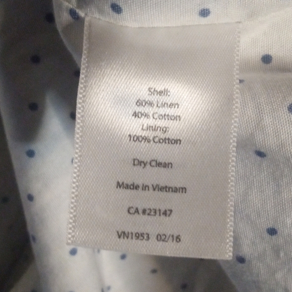 Talbots Blue White Breton Stripe Linen Cotton Blend Single Button Blazer Size 12 - Picture 8 of 8